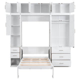 Twin Murphy Bed Frame With Lockers And Wardrobes - Driftwood - Sleep Galleria