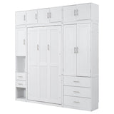 Twin Murphy Bed Frame With Lockers And Wardrobes - Driftwood - Sleep Galleria