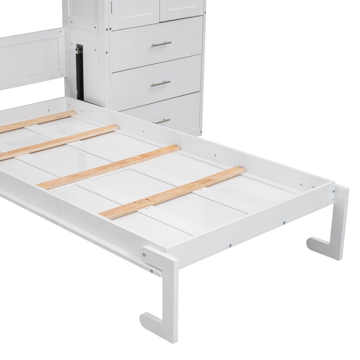 Twin Murphy Bed Frame With Lockers And Wardrobes - Driftwood - Sleep Galleria