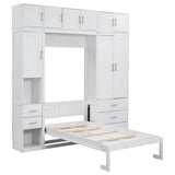 Twin Murphy Bed Frame With Lockers And Wardrobes - Driftwood - Sleep Galleria