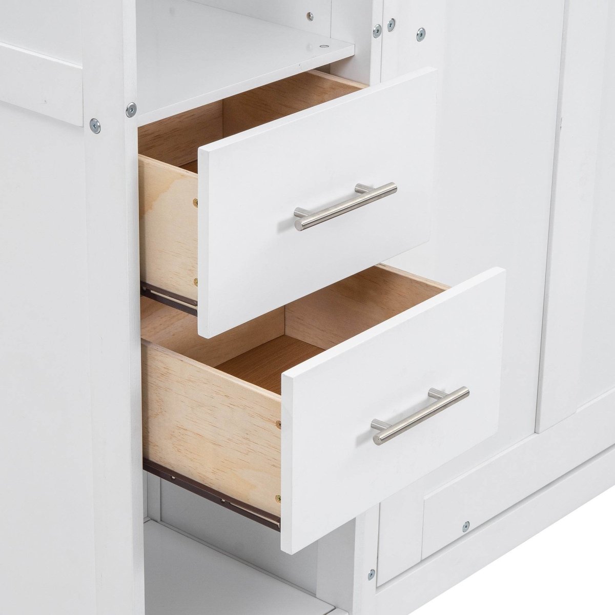 Twin Murphy Bed Frame With Lockers And Wardrobes - Driftwood - Sleep Galleria