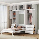 Twin Murphy Bed Frame With Lockers And Wardrobes - Driftwood - Sleep Galleria