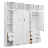 Twin Murphy Bed Frame With Lockers And Wardrobes - Driftwood - Sleep Galleria