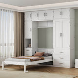 Twin Murphy Bed Frame With Lockers And Wardrobes - Driftwood - Sleep Galleria