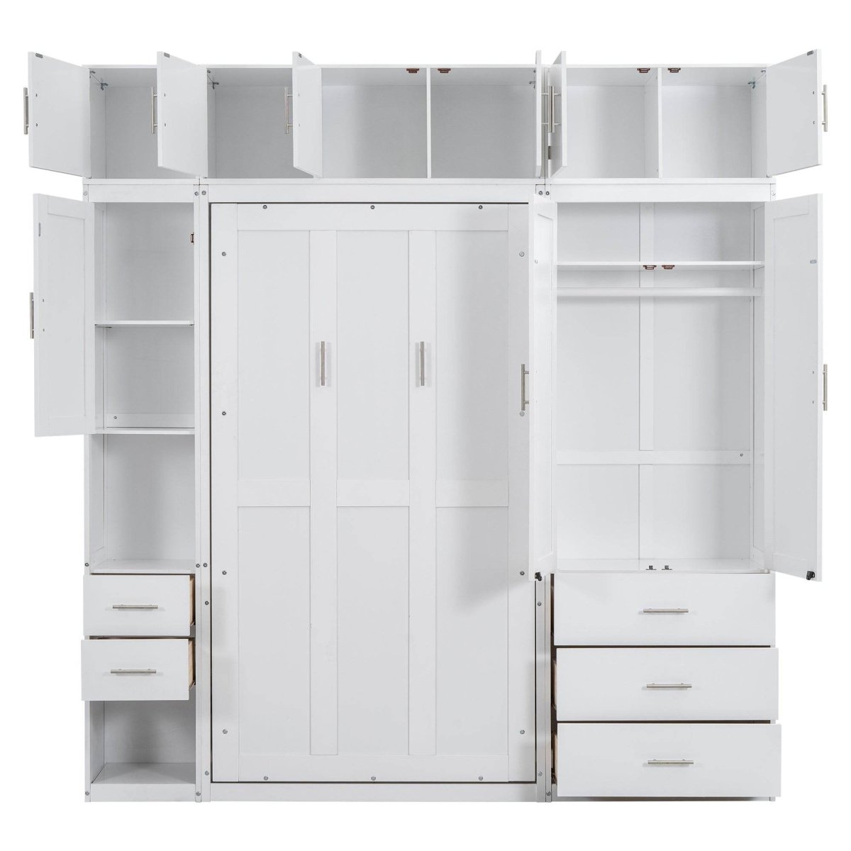 Twin Murphy Bed Frame With Lockers And Wardrobes - Driftwood - Sleep Galleria