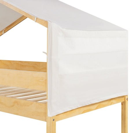 Twin Over Twin Solid Wood Bunk Bed With Tent - Driftwood - Sleep Galleria