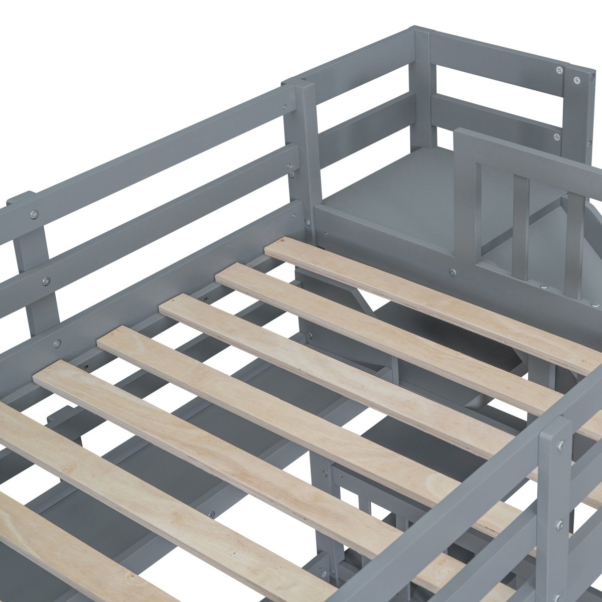 Twin - Over - Twin Solid Wood Castle Style Bunk Bed - Driftwood - Sleep Galleria