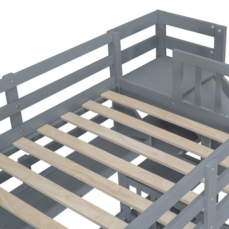 Twin - Over - Twin Solid Wood Castle Style Bunk Bed - Driftwood - Sleep Galleria
