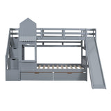 Twin - Over - Twin Solid Wood Castle Style Bunk Bed - Driftwood - Sleep Galleria