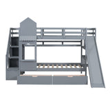 Twin - Over - Twin Solid Wood Castle Style Bunk Bed - Driftwood - Sleep Galleria