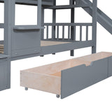 Twin - Over - Twin Solid Wood Castle Style Bunk Bed - Driftwood - Sleep Galleria