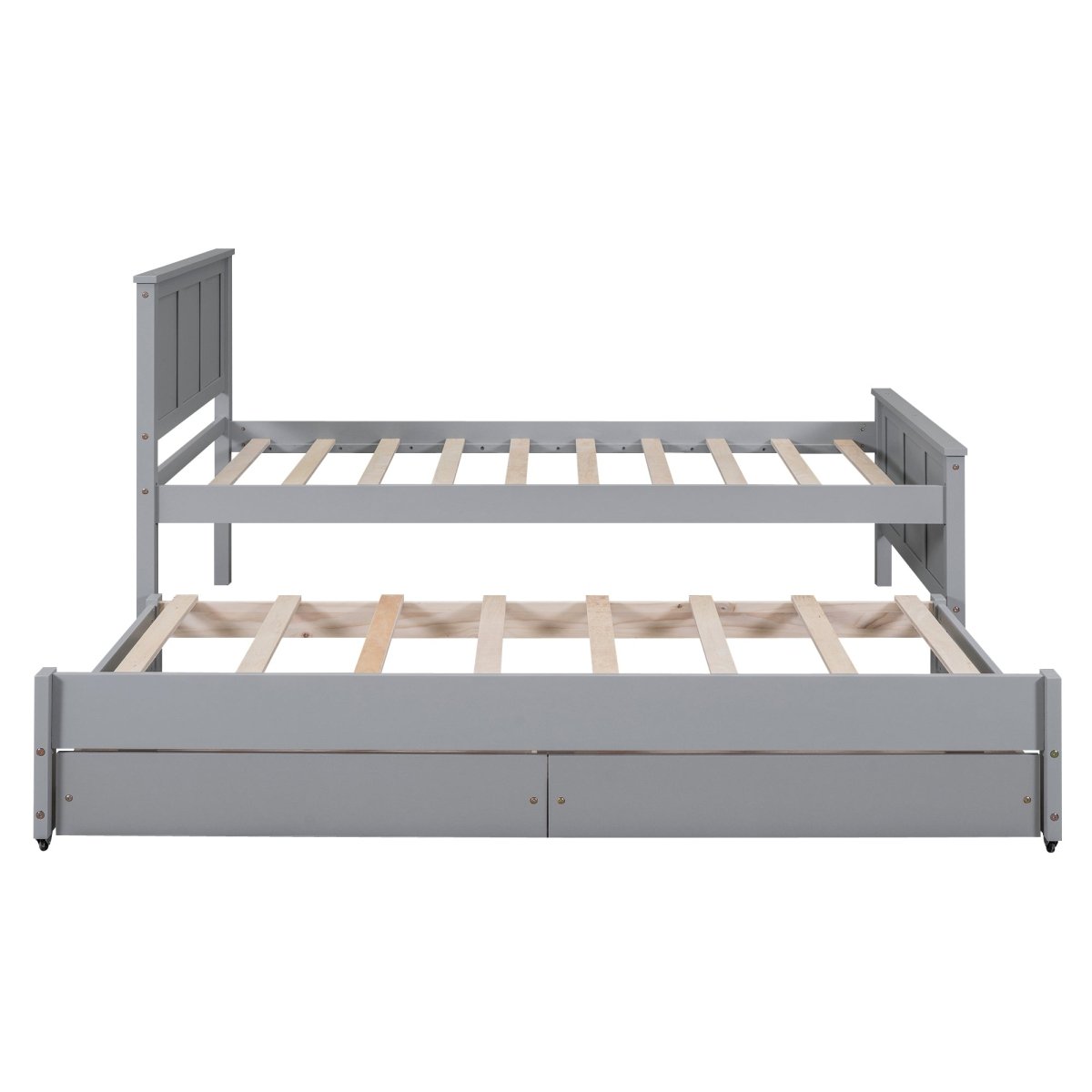 Twin Platform Bed With Trundle And Storage Drawers - Driftwood - Sleep Galleria