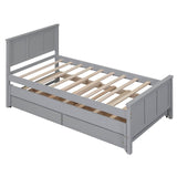 Twin Platform Bed With Trundle And Storage Drawers - Driftwood - Sleep Galleria