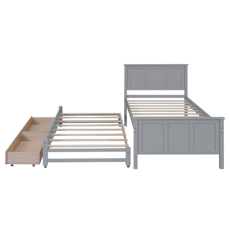 Twin Platform Bed With Trundle And Storage Drawers - Driftwood - Sleep Galleria