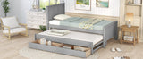 Twin Platform Bed With Trundle And Storage Drawers - Driftwood - Sleep Galleria