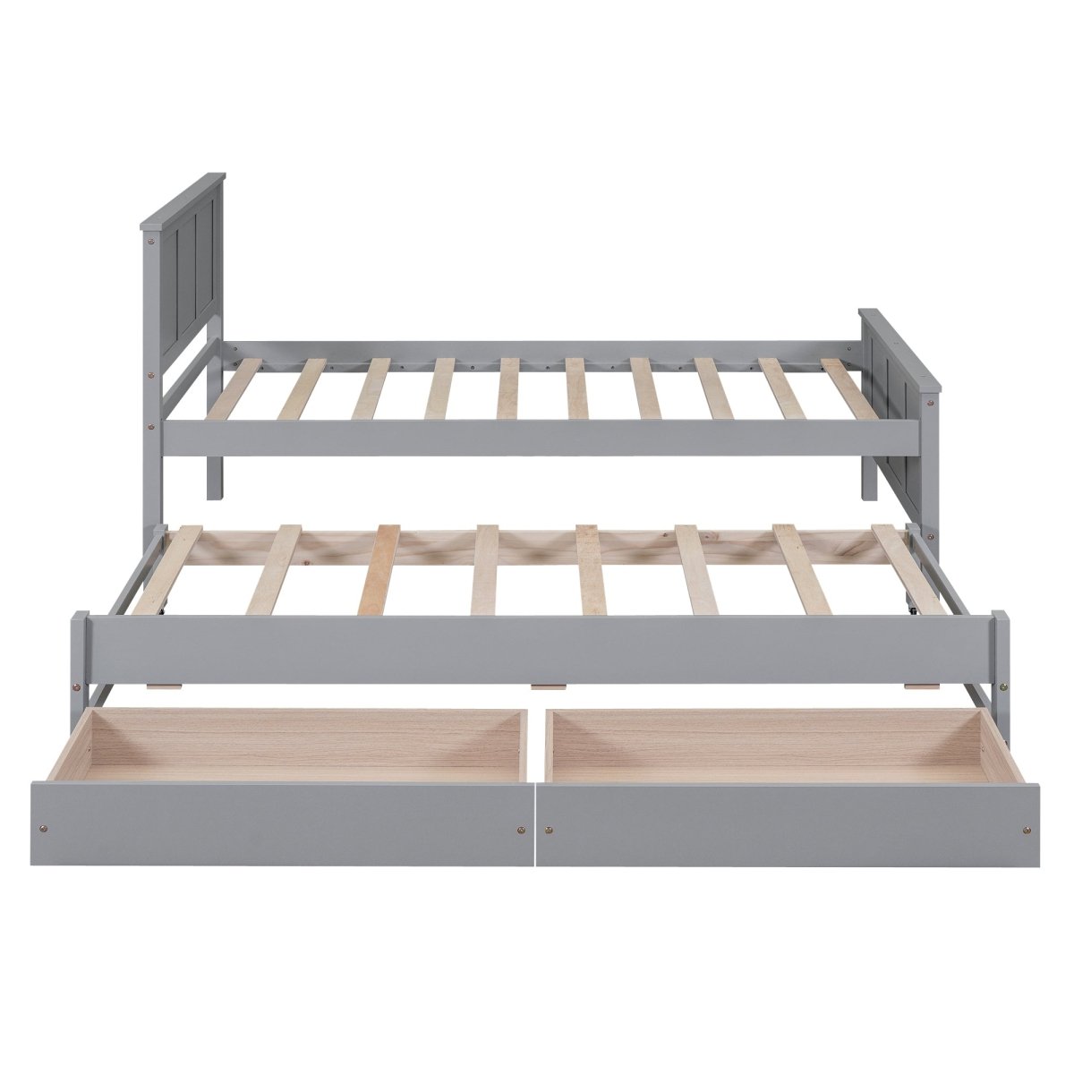 Twin Platform Bed With Trundle And Storage Drawers - Driftwood - Sleep Galleria