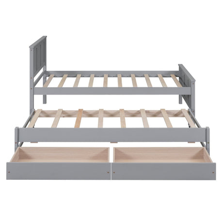 Twin Platform Bed With Trundle And Storage Drawers - Driftwood - Sleep Galleria