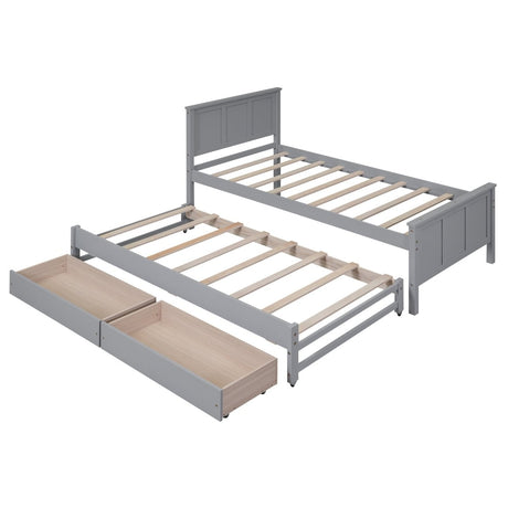 Twin Platform Bed With Trundle And Storage Drawers - Driftwood - Sleep Galleria