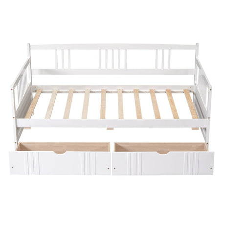 Twin Size Solid Wood Daybed With Two Drawers - Driftwood - Sleep Galleria