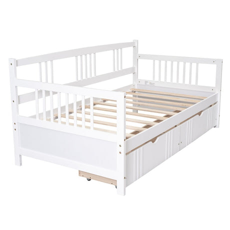 Twin Size Solid Wood Daybed With Two Drawers - Driftwood - Sleep Galleria