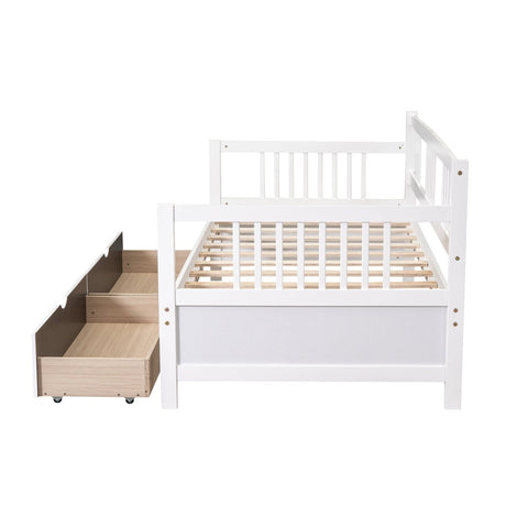 Twin Size Solid Wood Daybed With Two Drawers - Driftwood - Sleep Galleria
