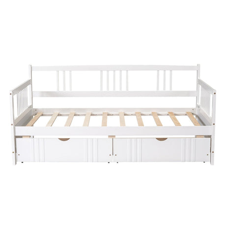 Twin Size Solid Wood Daybed With Two Drawers - Driftwood - Sleep Galleria
