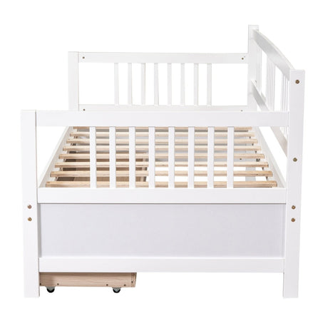 Twin Size Solid Wood Daybed With Two Drawers - Driftwood - Sleep Galleria