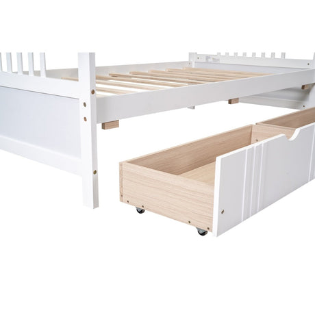Twin Size Solid Wood Daybed With Two Drawers - Driftwood - Sleep Galleria