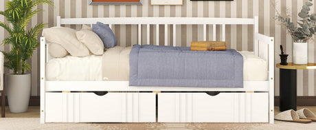 Twin Size Solid Wood Daybed With Two Drawers - Driftwood - Sleep Galleria