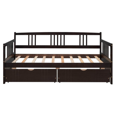 Twin Size Solid Wood Daybed With Two Drawers - Sleep Galleria