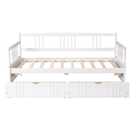 Twin Size Solid Wood Daybed With Two Drawers - Driftwood - Sleep Galleria