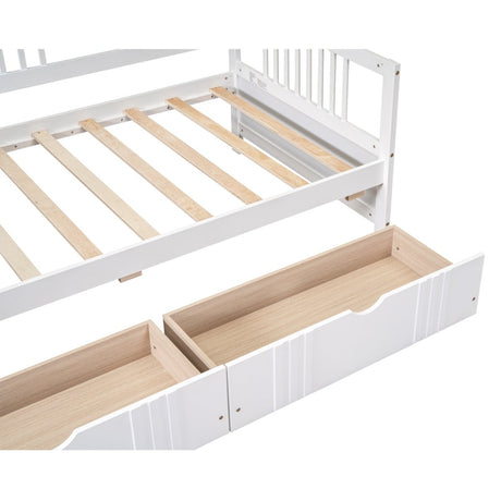 Twin Size Solid Wood Daybed With Two Drawers - Driftwood - Sleep Galleria