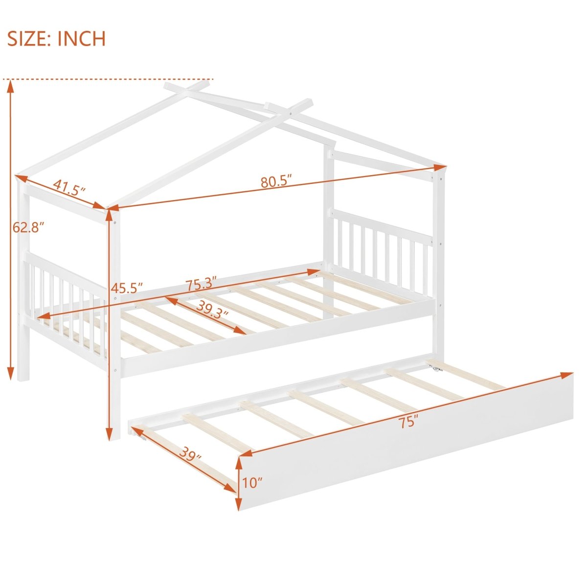 Twin Size Solid Wood House Daybed With Trundle - Driftwood - Sleep Galleria