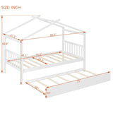 Twin Size Solid Wood House Daybed With Trundle - Driftwood - Sleep Galleria