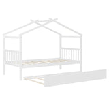 Twin Size Solid Wood House Daybed With Trundle - Driftwood - Sleep Galleria