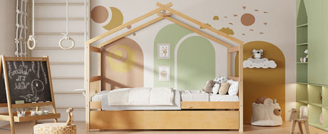 Twin Size Solid Wood House Daybed With Trundle - Driftwood - Sleep Galleria
