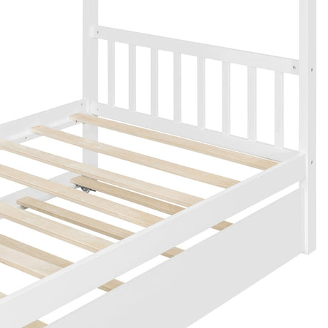 Twin Size Solid Wood House Daybed With Trundle - Driftwood - Sleep Galleria