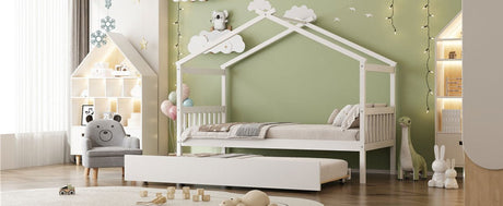 Twin Size Solid Wood House Daybed With Trundle - Driftwood - Sleep Galleria