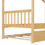 Twin Size Solid Wood House Daybed With Trundle - Driftwood - Sleep Galleria
