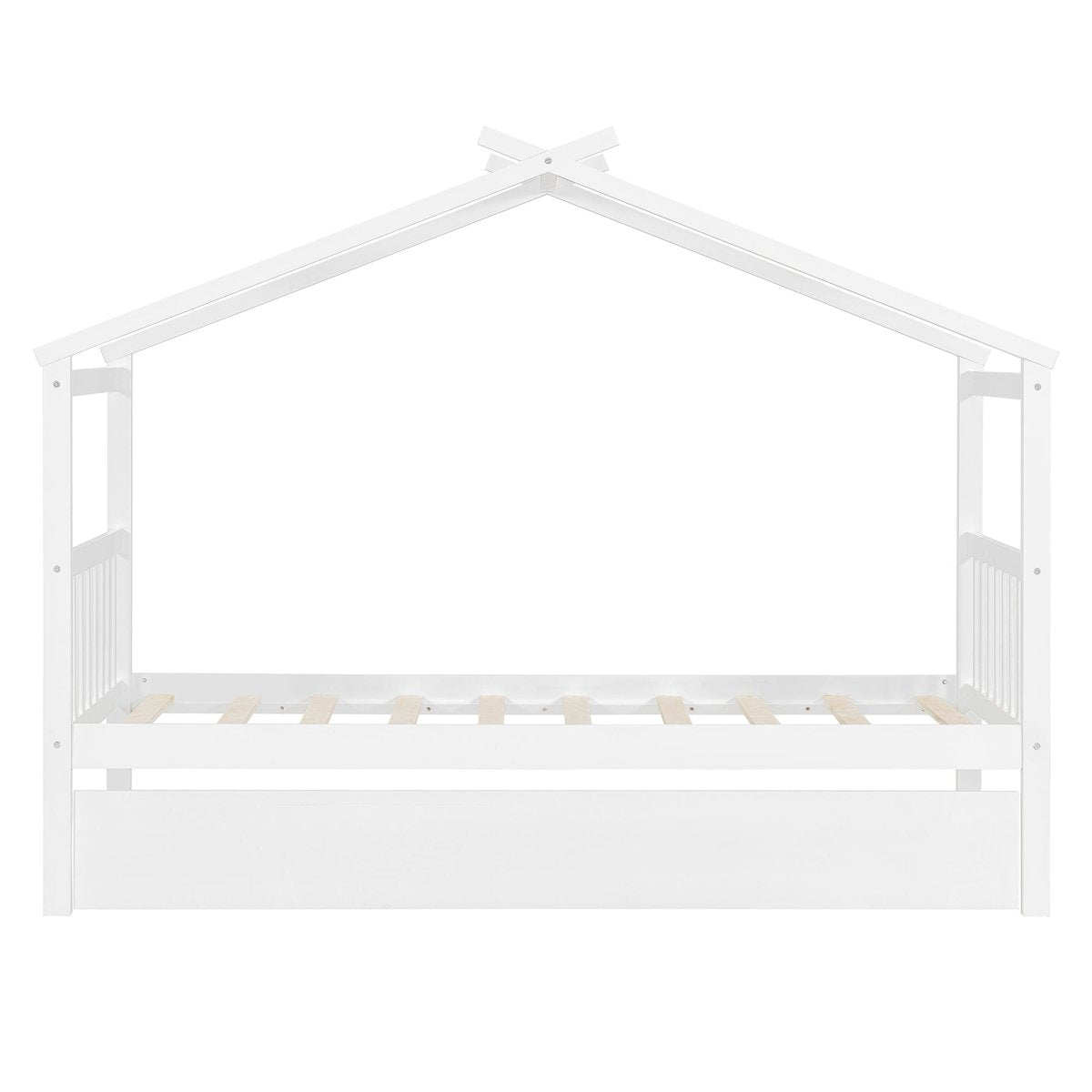 Twin Size Solid Wood House Daybed With Trundle - Driftwood - Sleep Galleria