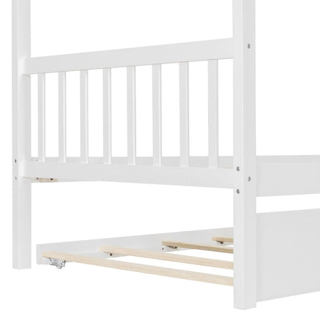 Twin Size Solid Wood House Daybed With Trundle - Driftwood - Sleep Galleria