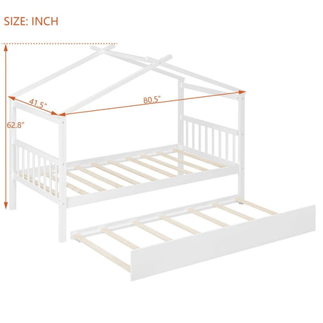 Twin Size Solid Wood House Daybed With Trundle - Driftwood - Sleep Galleria