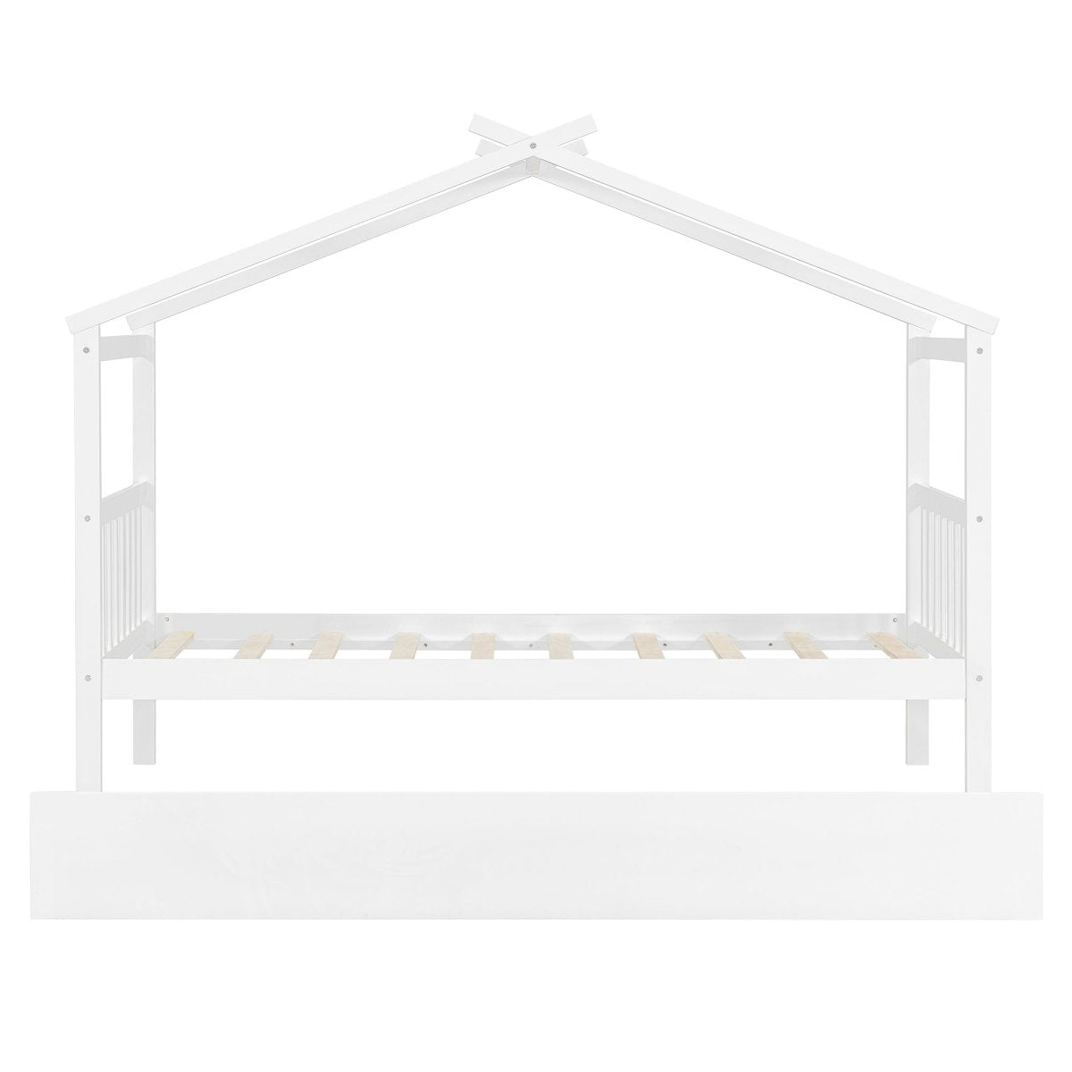 Twin Size Solid Wood House Daybed With Trundle - Driftwood - Sleep Galleria