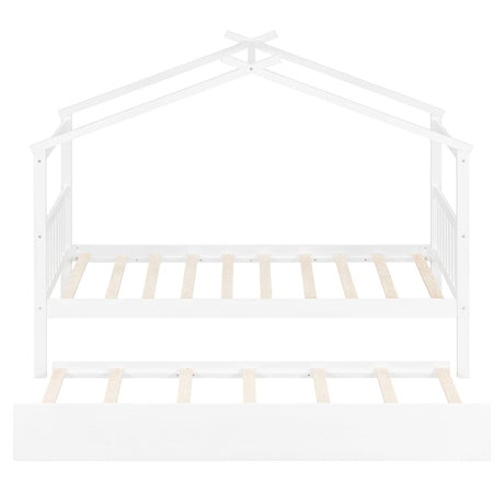 Twin Size Solid Wood House Daybed With Trundle - Driftwood - Sleep Galleria