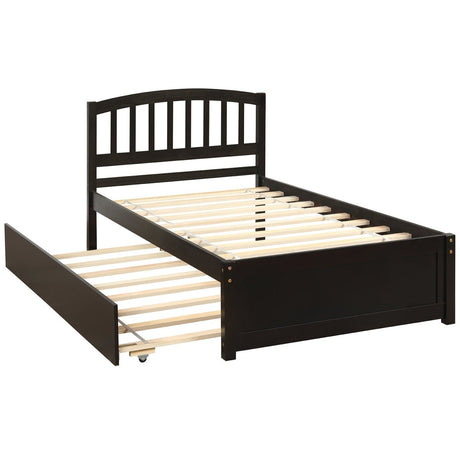 Twin Solid Wood Platform Bed Frame With Trundle - Driftwood - Sleep Galleria