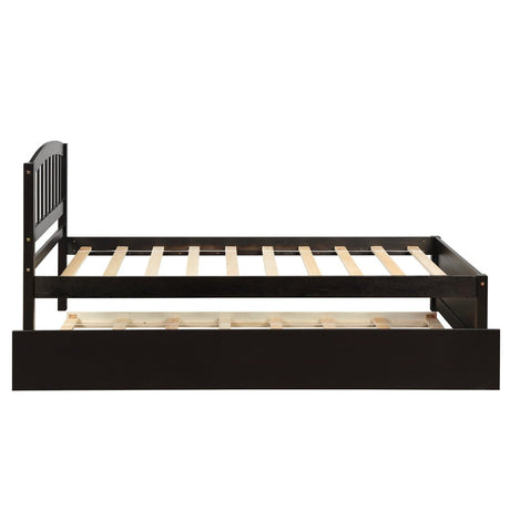 Twin Solid Wood Platform Bed Frame With Trundle - Driftwood - Sleep Galleria