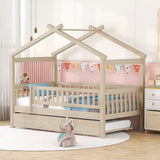 Twin Wooden House Daybed With Trundle Storage - Driftwood - Sleep Galleria