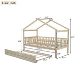 Twin Wooden House Daybed With Trundle Storage - Driftwood - Sleep Galleria