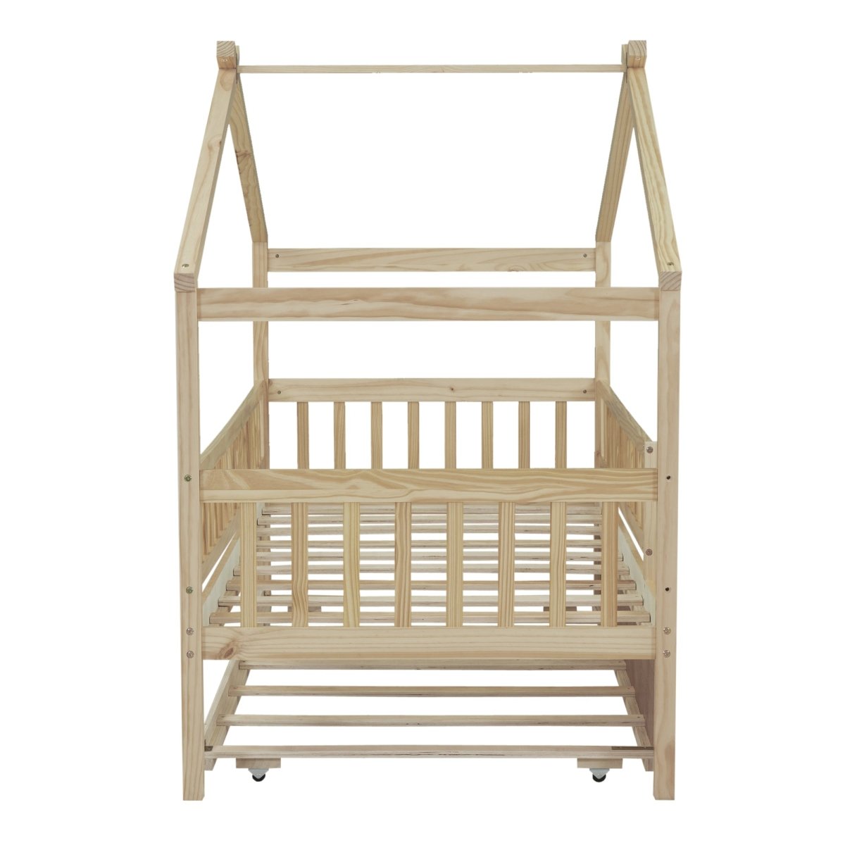 Twin Wooden House Daybed With Trundle Storage - Driftwood - Sleep Galleria