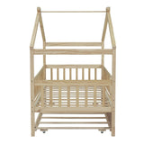 Twin Wooden House Daybed With Trundle Storage - Driftwood - Sleep Galleria